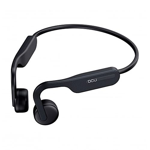 DCU TECNOLOGIC | Auriculares Bluetooth, Auriculares de Conducción Ósea, Cascos Deportivos Inalámbricos, 8 h Uso, IPX5, Open-Ear, Negros