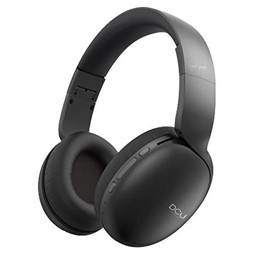 DCU TECNOLOGIC | Auriculares Bluetooth, Auriculares Diadema Plegables, Inalámbricos y por Cable, Multifunción, 8 h de Uso, Cable Jack, Negro