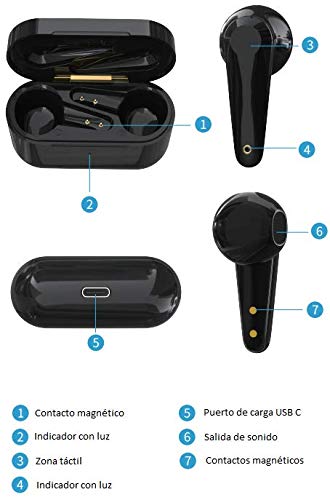 DCU Tecnologic | Earbuds | Auriculares Bluetooth 5.0 | Control Táctil | Inalámbrico | con Micrófono | Ultraligeros (Rosa)