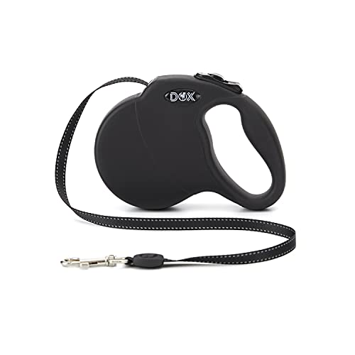 DDOXX Correa Perro Enrollable Reflectante Tamaños de Correas para Perros |Perros Pequeños y Grandes | Correa Perro Extensible | Accesorios para Perros | Negro XS | 3m | hasta 8 kg