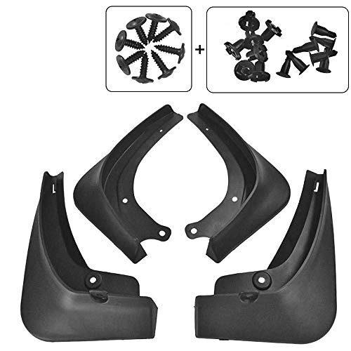 DEDC Set de 4pcs Guardabarros para Coche con Hebillas Tornillos de Fijación Negro Plástico Guardabarros de Rueda Trasera Delanter