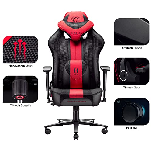 Diablo X-Player 2.0 Silla Gaming Para Niños Oficina Apoyabrazos 3D Diseño Ergonómico Cuello/Cojín lumbar Antracita-Carmesí Kids (S)