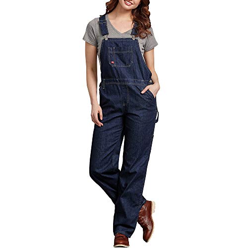 Dickies Women's Denim Bib Overall, Blue Denim, Small