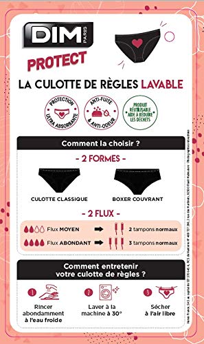 Dim Culotte MENSTRUELLE Flux ABONDANT/Nuit Ropa Interior, Negro, 48/50 para Mujer