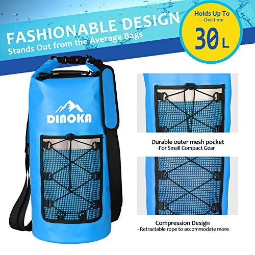 DINOKA Bolsa Seca Impermeable, Bolsas estancas 10L/20L/30L con Caja de teléfono Impermeable Gratis,Dry Bag wateroof para Rafting, Kayak navegación Senderismo, esquí, Buceo, Pesca, Escalada, Camping