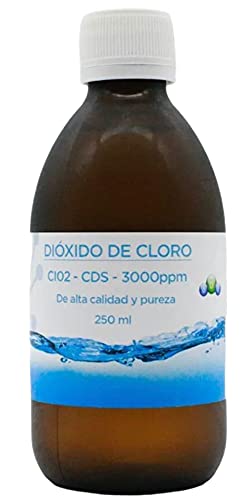 Dióxido de cloro 3000 ppm (250 ml) | CDS | CDL | Máxima calidad | Fabricado en España | Botella de cristal de topacio | Envío 24h GRATIS