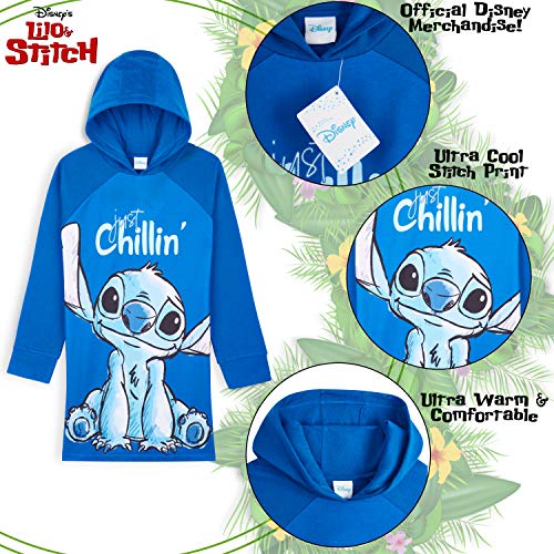 Disney Vestidos Sudadera Niña con Capucha de Stitch de 100% Algodón (7-8 Años, Azul)