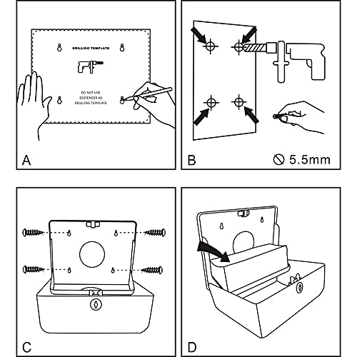 Dispensador de Toallas de Papel Manual, Dispensadores de Papel higiénico Montado a Pared para Multifold Rollos de Cocina, admite 200 Toallas,Dispensador de Toallas de Manos