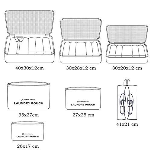 DoGeek- 7 en 1 Set de Organizador de Equipaje Viaje con Bolsa de Zapato,Impermeable Organizador de Maleta Bolsa para Ropa Sucia de Viaje, Material Nylon