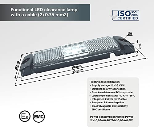 DOJA Barcelona | Luz Galibo Blanca | PACK 2 Led Posicion | Luces de Galibo para Remolques | Luz Posicion LED Camion, Luces Posicion Remolque, Luz Galibo Caravana, Luces de Galibo para Autocaravana