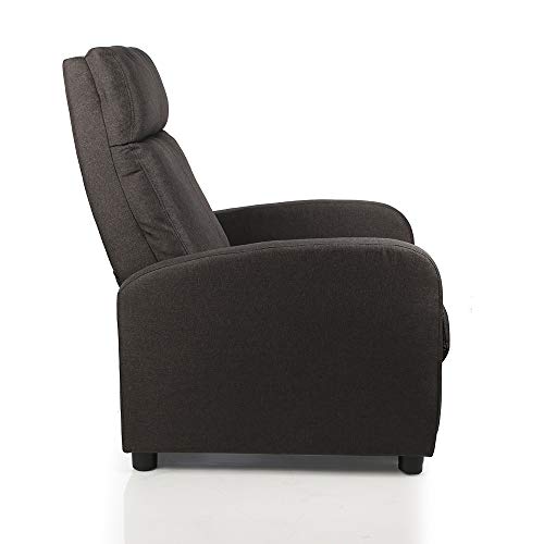 Don Descanso - Sillón Reclinable Tela Verona Chocolate, Sillón Relax con Reposapiés, Sistema de Apertura Push, Compacto, 2 Posiciones de Tumbada y Posición Cero, Butaca Salón Reclinable hasta 160º