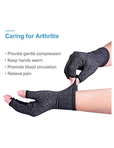 Donfri 2 pares de guantes de compresión para artritis, sin dedos, para aliviar el dolor, para juegos y para dar calor, aptos para mujeres y hombres (S, gris)