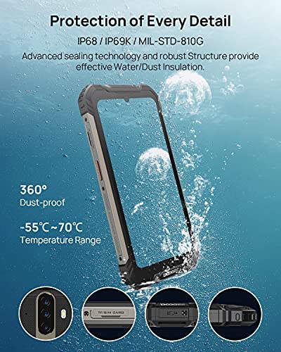 DOOGEE S58 Pro (2021) Móvil Resistente 6GB+64GB, 5180mAh, Cámara Triples 16MP+Cámara Frontal 16MP Teléfono Libre 4G Android 10, 5.7 Pulgada IP68/IP69K Smartphone Todoterreno, NFC/GPS, Negro