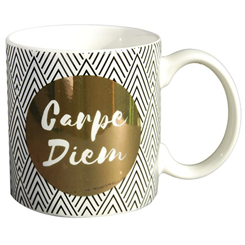 Draeger - Taza Original - Taza de té para regalar a sus seres queridos - Taza de café en porcelana fina - 350 ml 8 cm diámetro x 8,5 cm altura carpe diem