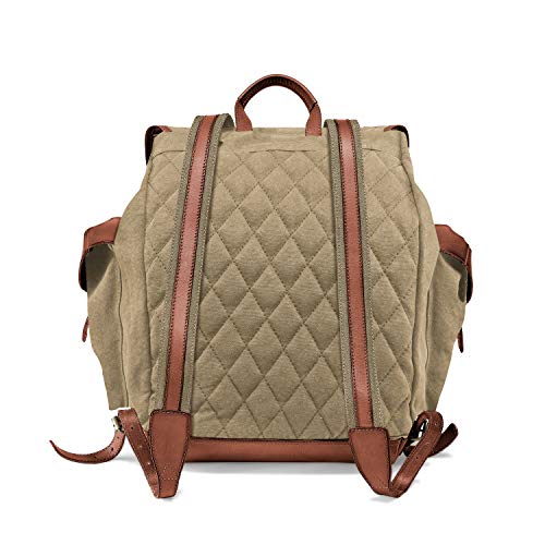 DRAKENSBERG Backpack - Mochila de montañismo y de Cazador en diseño Retro Vintage, Compartimento para portátil de 13", Hecho a Mano, 30L, Lona y Cuero, Caqui Beige, marrón, DR00117