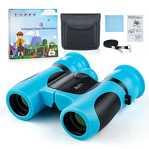 Dreamhigh® Binoculares para Niños 8x21, Compactos a Prueba de Golpes, Prismáticos para Niños, Observación de Aves Excursiones Caza Aprendizaje, Mejores Regalos para Niños de 3-12 años (Azul)