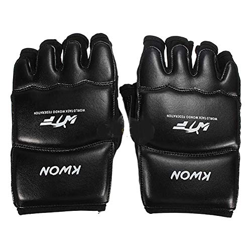 Ducomi Guantes de Boxeo de Medio Dedo con Muñequera Ajustable - Protección de Nudillos Durante el Combate,Agarre y Puñetazo -Adecuado para Hombres y Mujeres - MMA, Muay Thai, Taekwondo (Negro, L)