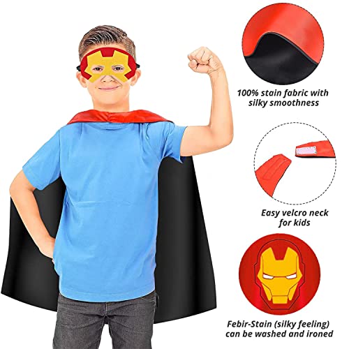 DWTECH Capas de Superhéroes para Niños,2 Capas/4 Máscaras - Capas de Disfraces de Superhéroes, Conjunto de,Regalo Juguete de Cumpleaños, Fiestas, Navidad o Carnaval