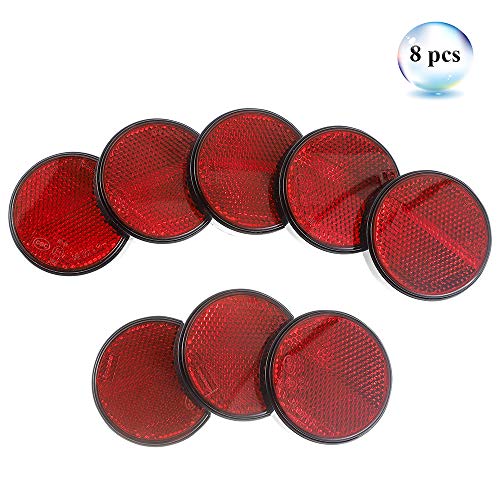 Eacalyc Reflectantes Remolque Redondo Rojo Catadioptrico Adhesivos Reflectores Traseros Circulares Reflectores Redondos para Remolque Bicicleta Camión o máquinas agrícolas Paquete de 8