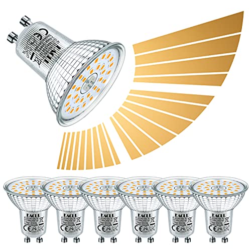 EACLL Bombillas LED GU10 7W 2700K Regulable luz blanca cálida 595 lúmenes, 6 Pack