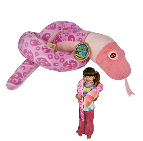 EcoBuddiez Sssnakes - Serpiente de Coral Rosa de Deluxebase. Serpiente Peluche de 140cm. Peluches Grandes y Suaves Hechos de Botellas de plástico Reciclado. Perfecto Regalo ecológico para niños.