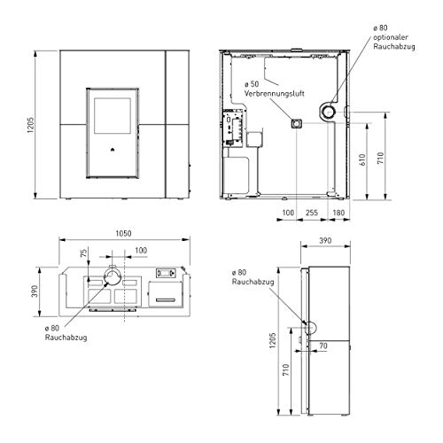 Edilkamin Blade H E805900 - Estufa de pellets de acero blanco mate 18 / A++