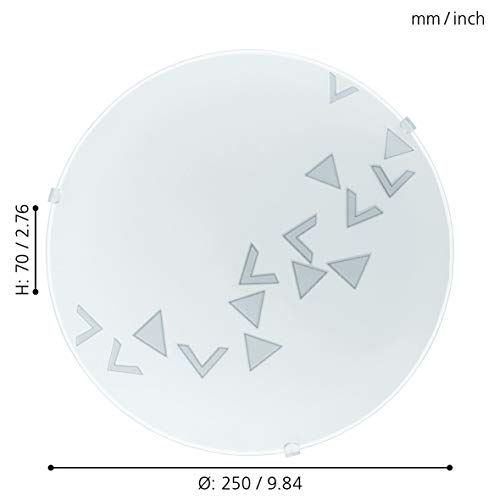 EGLO Mars iluminación de techo Blanco E27 60 W , Lámpara , Blanco, Dormitorio, Salón, Alrededor, Cepillado, Vidrio, Acero, IP20