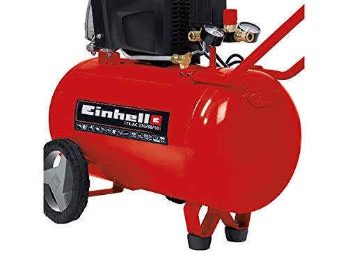 Einhell Compresor TE-AC 270/50/10 (1.800 W, máx. 10 bar, depósito de 50 l, reductor de presión, válvula antirretorno/seguridad, duradero gracias a la lubricación con aceite)