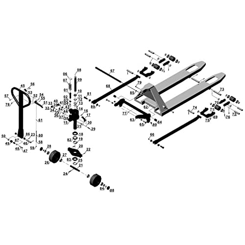 Einhell palé Transpaleta TC de PT 2500 (carga 2500 kg, tenedor Altura 80 – 190 mm, estructura resistente en acero, ruhige unidad eigenschaft el Poco rodadura)