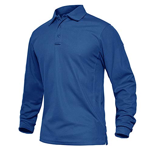 EKLENTSON Hombre Camisas - Polos de Golf de Manga Larga Casuales y Ligeros Camisas de Deporte Militar Color Azul Talla 3XL