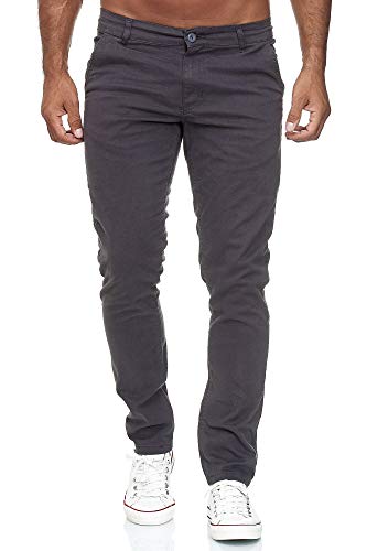 Elara Pantalón Chino Hombre Regular Slim Fit Elástico Chunkyrayan Antracita MEL009-Anthrazit-38/30