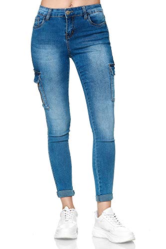 Elara Pantalones Cargo Mujer Slim Fit Denim Chunkyrayan Azul YA477 Blue-38 (M)