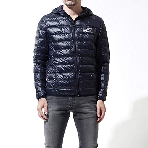 Emporio Armani Train Core Down Hooded Jacket Chamarra de Plumas, Noche Azul, XL para Hombre