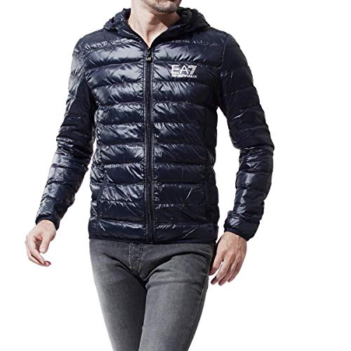 Emporio Armani Train Core Down Hooded Jacket Chamarra de Plumas, Noche Azul, XL para Hombre