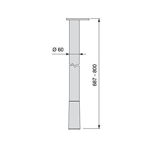 Emuca 3068925 Pata para Mesa Altura Regulable 60x687x800mm en Acero Pintado Aluminio, Gris Antracita