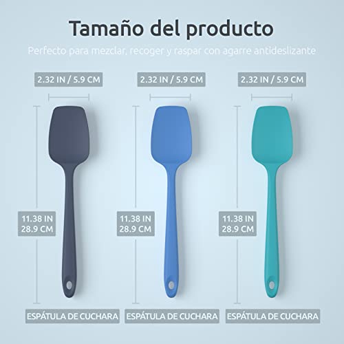 Espátulas de Cuchara de Silicona: U-Taste 315℃ Resistente al Calor Lengua Raspador de Goma Flexible y Libre de BPA, Juego de 3 Utensilios de Cocina para Hornear y Mezclar, Multicolor