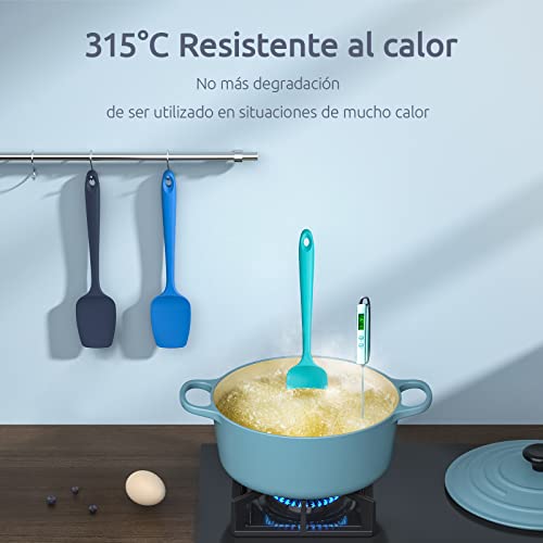 Espátulas de Cuchara de Silicona: U-Taste 315℃ Resistente al Calor Lengua Raspador de Goma Flexible y Libre de BPA, Juego de 3 Utensilios de Cocina para Hornear y Mezclar, Multicolor