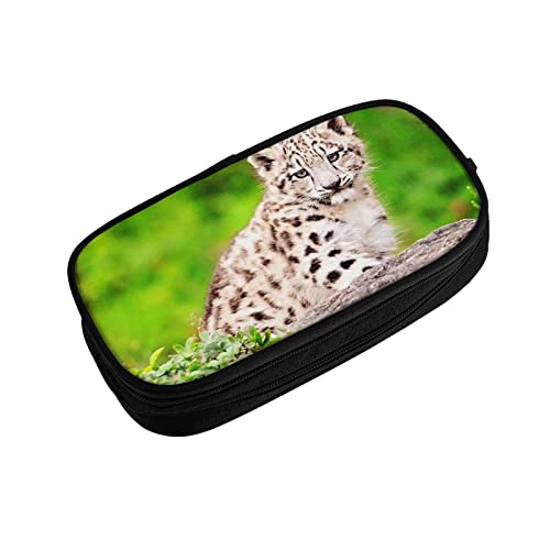 Estuche Escolar Cachorro de Leopardo de Las Nieves, Multifuncional Estuche De Lápices De Gran Capacidad para Hombre Mujer Estudiante En Escuela para Niñas Niños