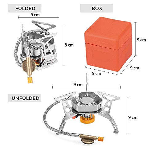 Estufa de Camping, Estufa de Gas Portátil para a Campar a Prueba de Viento, 3500 W con Convertidor de Adaptador para Picnic al Aire Libre, Acampada, Aventuras