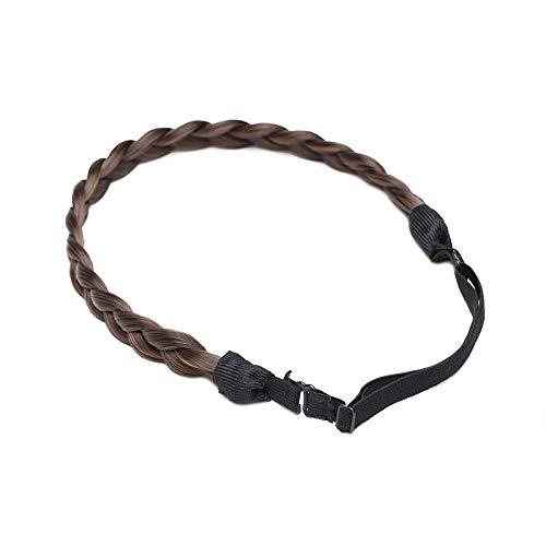 Extensiones de cabello de moda real Diadema trenzada Mujeres trenzadas Trenzas de pelo sintético Diademas Pedazo de cabello Braid Hairband Marrón ceniza