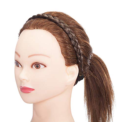 Extensiones de cabello de moda real Diadema trenzada Mujeres trenzadas Trenzas de pelo sintético Diademas Pedazo de cabello Braid Hairband Marrón ceniza