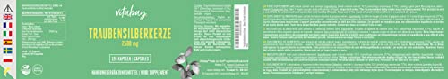 Extracto de Cohosh Negro Vitabay (2500 mg / 120 cápsulas) • Dosis alta de Cohosh Negro o Cimicifuga racemosa • Apoyo natural para la salud • Ayuda en tiempos de Menopausia • Calidad alemana