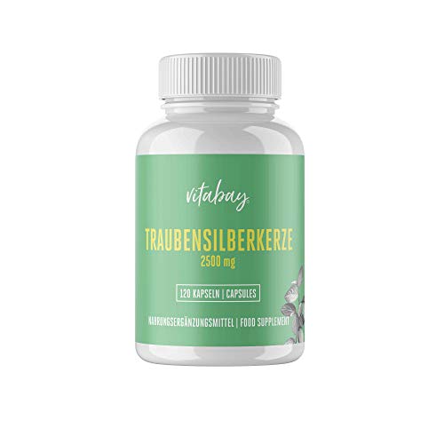 Extracto de Cohosh Negro Vitabay (2500 mg / 120 cápsulas) • Dosis alta de Cohosh Negro o Cimicifuga racemosa • Apoyo natural para la salud • Ayuda en tiempos de Menopausia • Calidad alemana