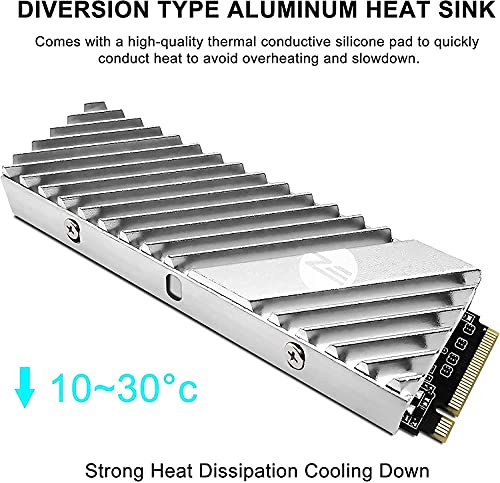 EZDIY-FAB M.2 2280 Disipador de Calor SSD, Disipador de Calor Doble Cara, Enfriador SSD de Alto Rendimiento para PCIE NVME M.2 SSD o SATA M.2 SSD, Compatible con PC y PS5 - Plata