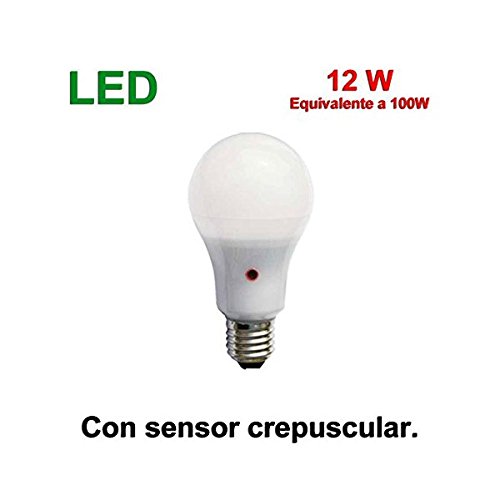 F-Bright Bombilla Led Standard con Sensor Crepuscular E27, 12 W, Blanco, 12.5 x 6.5 cm