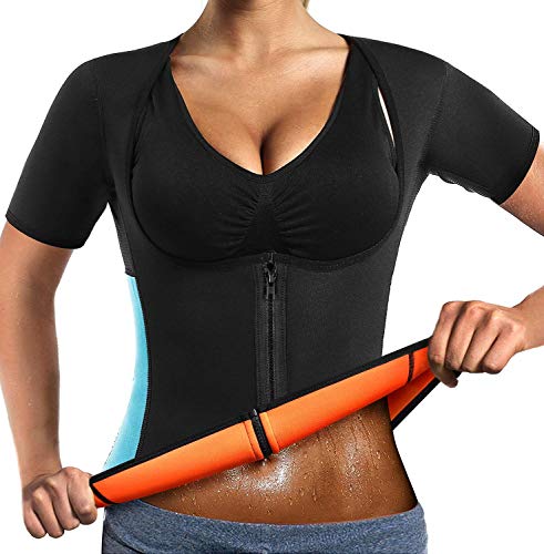 Fajas Reductoras Adelgazantes Mujer Camiseta Sauna Chaleco Neopreno Comprecion para Fitness Deporte Manga Corta