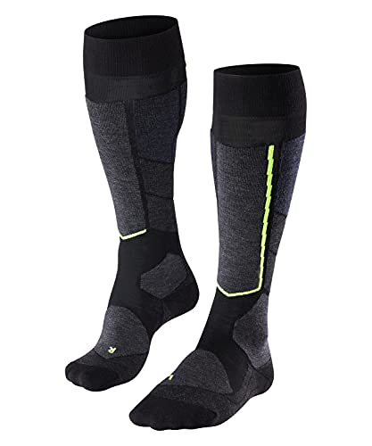 FALKE ST4 Wool, Calcetines De Esquí Hombre, Lana Merino, Negro (Black-Mix 3010), 46-48 (1 Par)