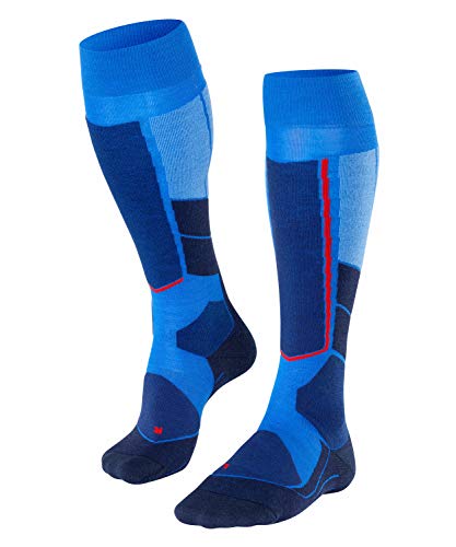 Falke ST4 Wool Skiing Kniestrümpfe Calcetines hasta la Rodilla para Hombre, Azul y Gris, 39-41