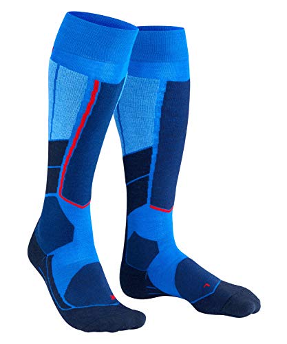 Falke ST4 Wool Skiing Kniestrümpfe Calcetines hasta la Rodilla para Hombre, Azul y Gris, 39-41