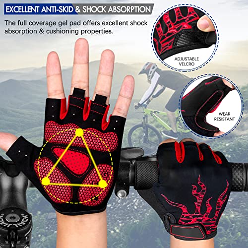 Faneam Antideslizante Guantes de Ciclismo Verano Medio Dedo Guantes de Bicicleta Montaña para Hombre Mujer, Transpirable Guantes Cortos MTB Gel Guantes Cortos Deportivos Moto, Unisexo